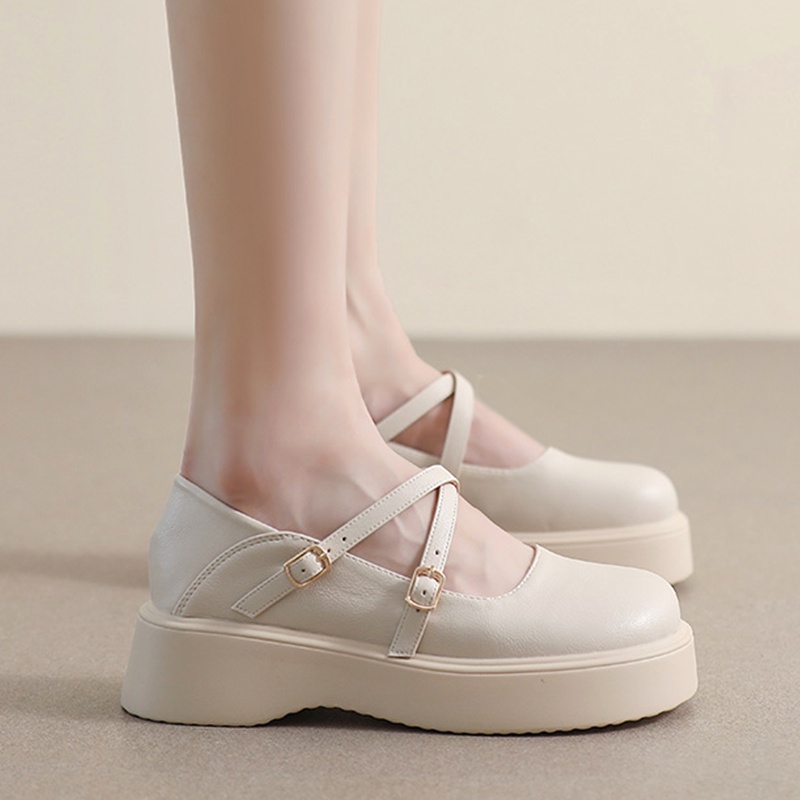 Giày Da Mũi Tròn Đế Dày Phong Cách Anh Quốc Cho Nữ Size 34-42