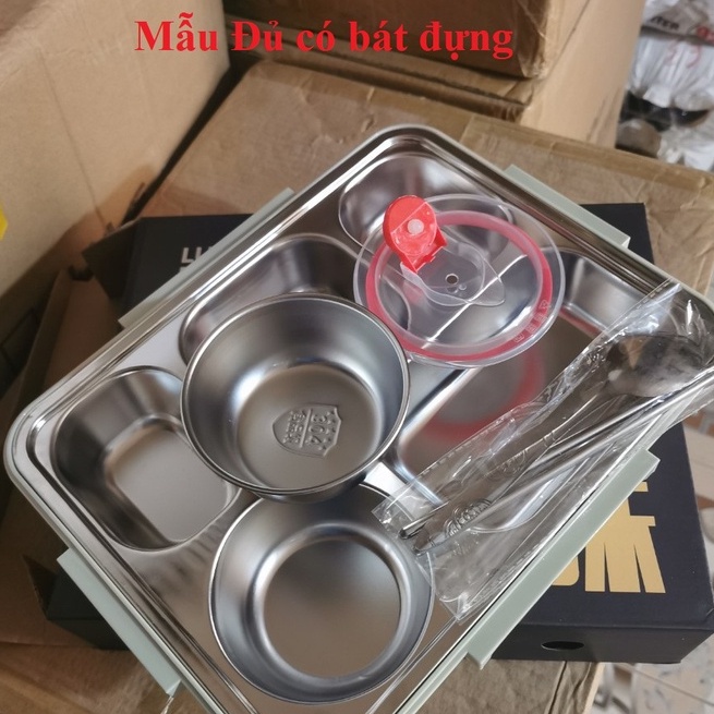 Khay cơm chia phần 5 ngăn INOX giữ nhiệt