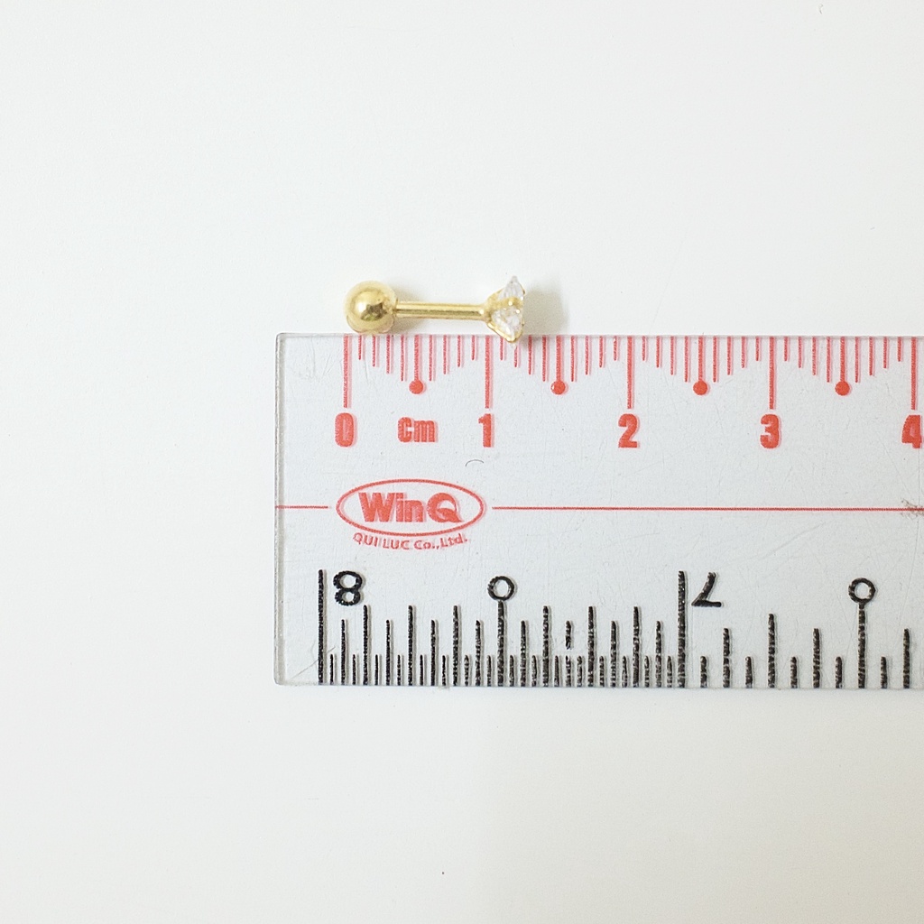 [1 Chiếc] Khuyên Tai Titan Đá Vàng Hình Vuông Unisex Đuôi Bi Không Gỉ Sét Không Ngứa Bông Tai Nam Julies Box 66