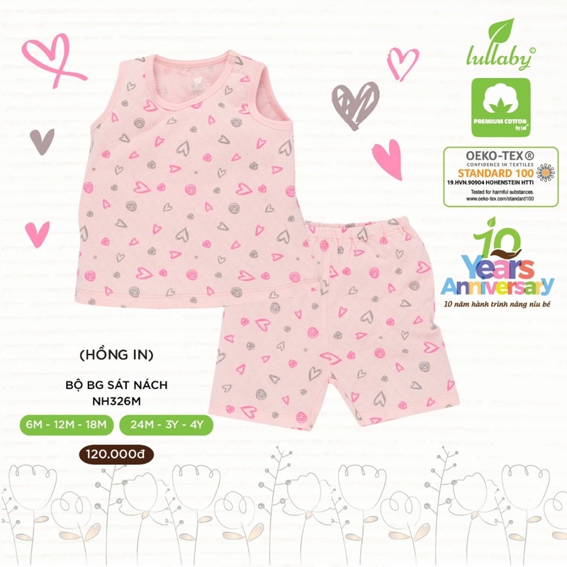 Bộ sát nách vải thông khí bé trai bé gái LULLABY