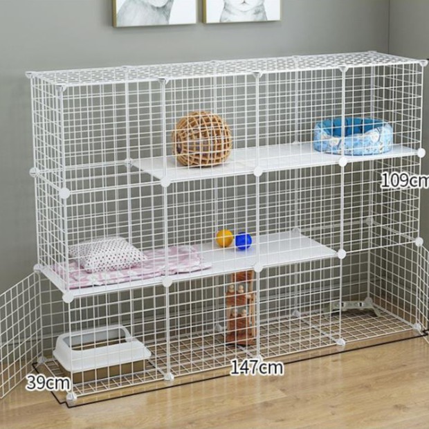 Miếng Ghép Lồng Quây Chó Mèo, Khung Lưới Lắp Ghép Chuồng Thú Cưng Hamsters Đa Năng (Tặng Kèm Chốt)