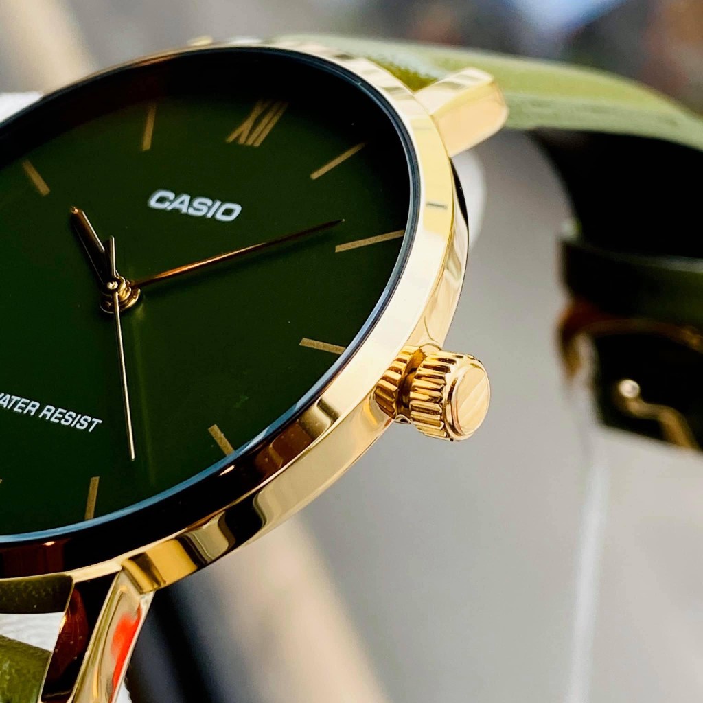 Đồng Hồ Nam Casio MTP-VT01GL-3BUDF Dây Da Xanh Lá Mặt Xanh Lá Size 40mm Bảo Hành 1 Năm Tại Đồng Hồ Doanh Nhân