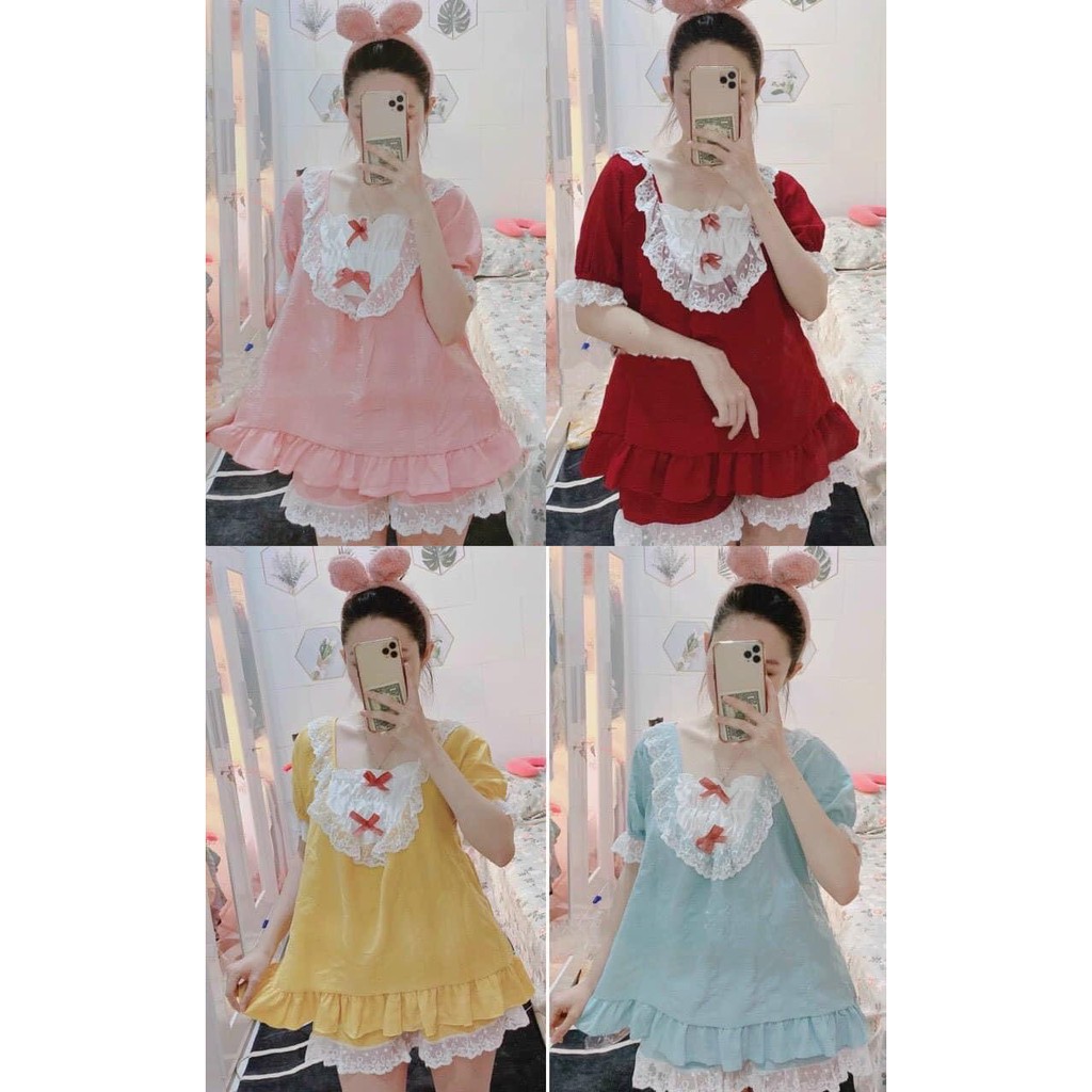 Bộ Mặc Nhà Nữ Dáng Tiểu Thư Dễ Thương, Chất Thun Cotton Mịn, [Ảnh Thật]   [FREESHIP]