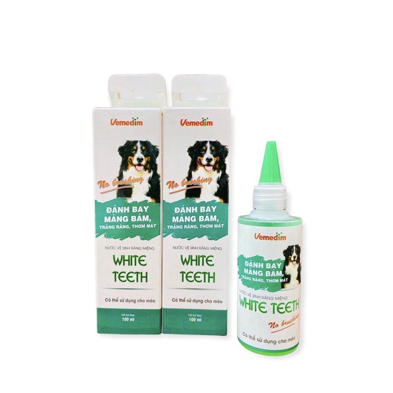 Nước súc miệng White Teeth, nước vệ sinh răng miệng dành cho chó mèo, trắng răng thơm mát Vemedim - Kitty Pet Shop