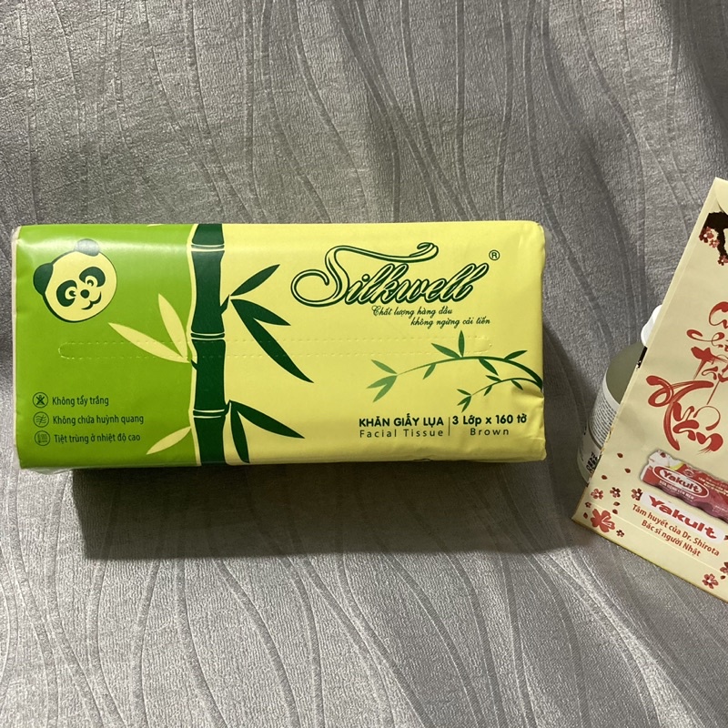 SET 10 gói gấu trúc rút 160 tờ  3 lớp Silkwell mềm mịn, ko tẩy trắng