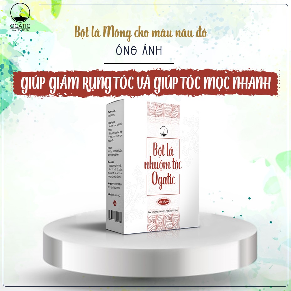 [Rẻ Vô Địch][Shopee Trợ Giá] Bột lá chàm Ogatic – Nhuộm tóc màu Nâu Đen (màu chàm)