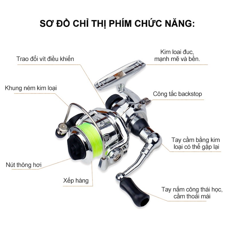 Máy câu cá XM100 thiết kế nhỏ gọn bằng thép và nhựa chất lượng cao 