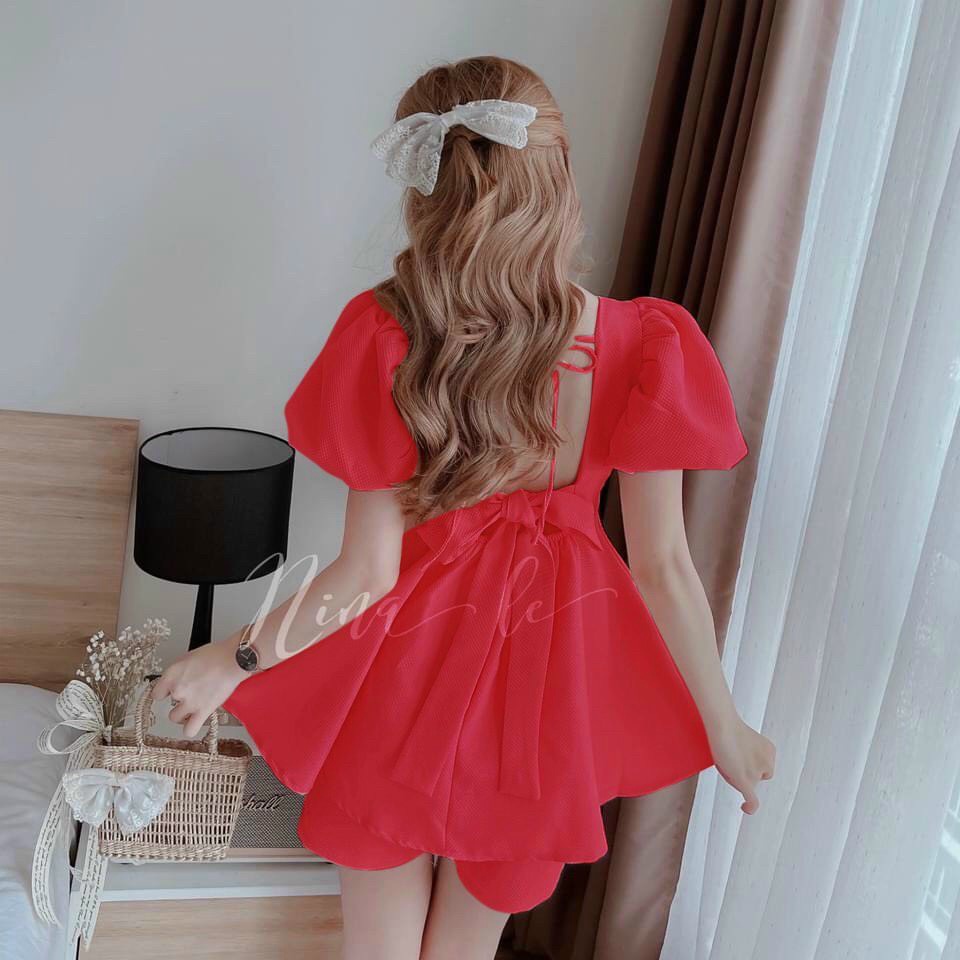 SÉT NỮ TAY BỒNG NƠ LƯNG TÙNG PHỒNG PHỐI QUẦN CẠP CAO CÓ MÚT CỰC XINH VLTN SHOP