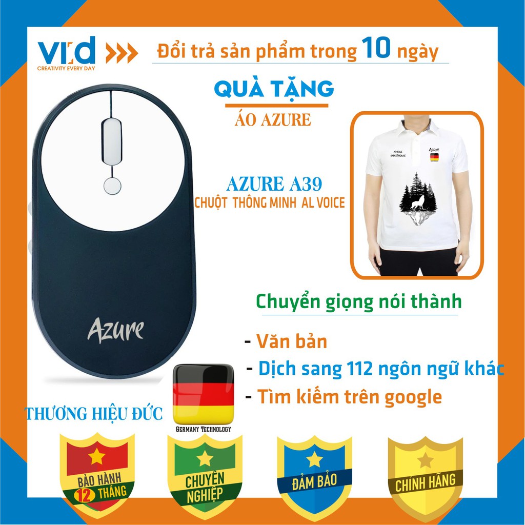 [Gõ văn bản bằng giọng nói] Chuột thông minh AI Voice - Azure A39 - Sản phẩm chính hãng bảo hành 12 tháng!!!