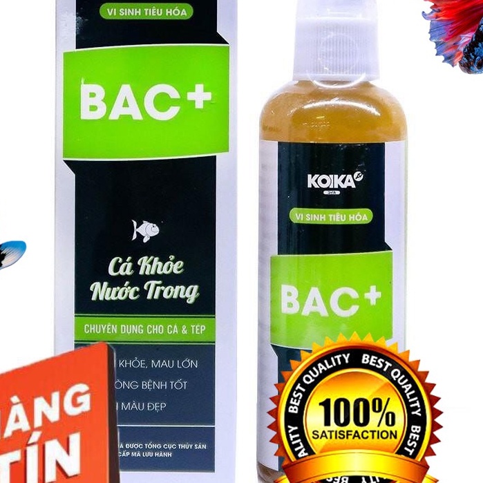 Vi Sinh BAC+ , Vi Sinh tiêu hóa chai cho bể cá cảnh 100ml cá khỏe nước trong