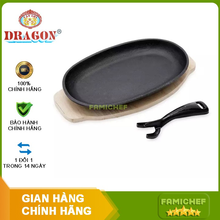 Chảo gang chống dính hình Oval đa năng Dragon D027