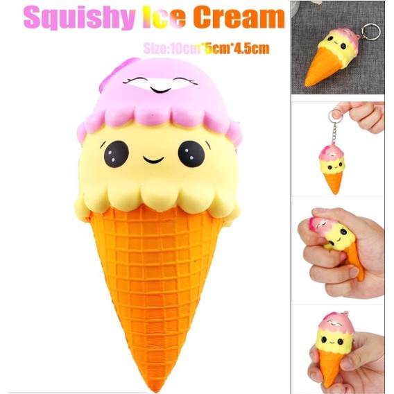 Mainan Squishy Model Slow-Rising Bahan PU Elastis Bentuk Es Krim Ukuran 22cm untuk Pereda Stress
