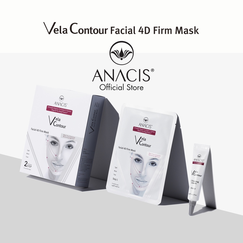 Mặt nạ nâng cơ dưỡng ẩm Vela Contour Facial 4D Firm Mask thương hiệu Anacis hộp 5 miếng