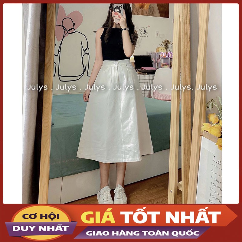 Chân Váy Kaki Dài Dáng Chữ A Lưng Chun Sau M8801-Violet