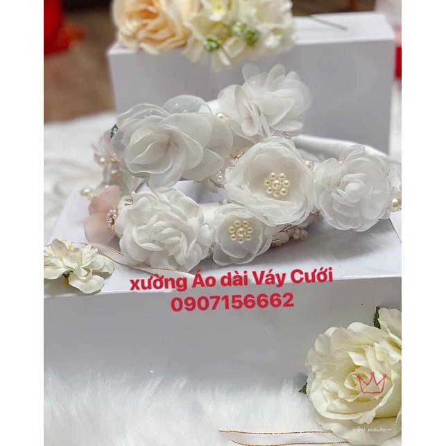 BÁN SỈ- mấn cài tóc áo dài tết hoặc bờm cô dâu hoa voan đẹp