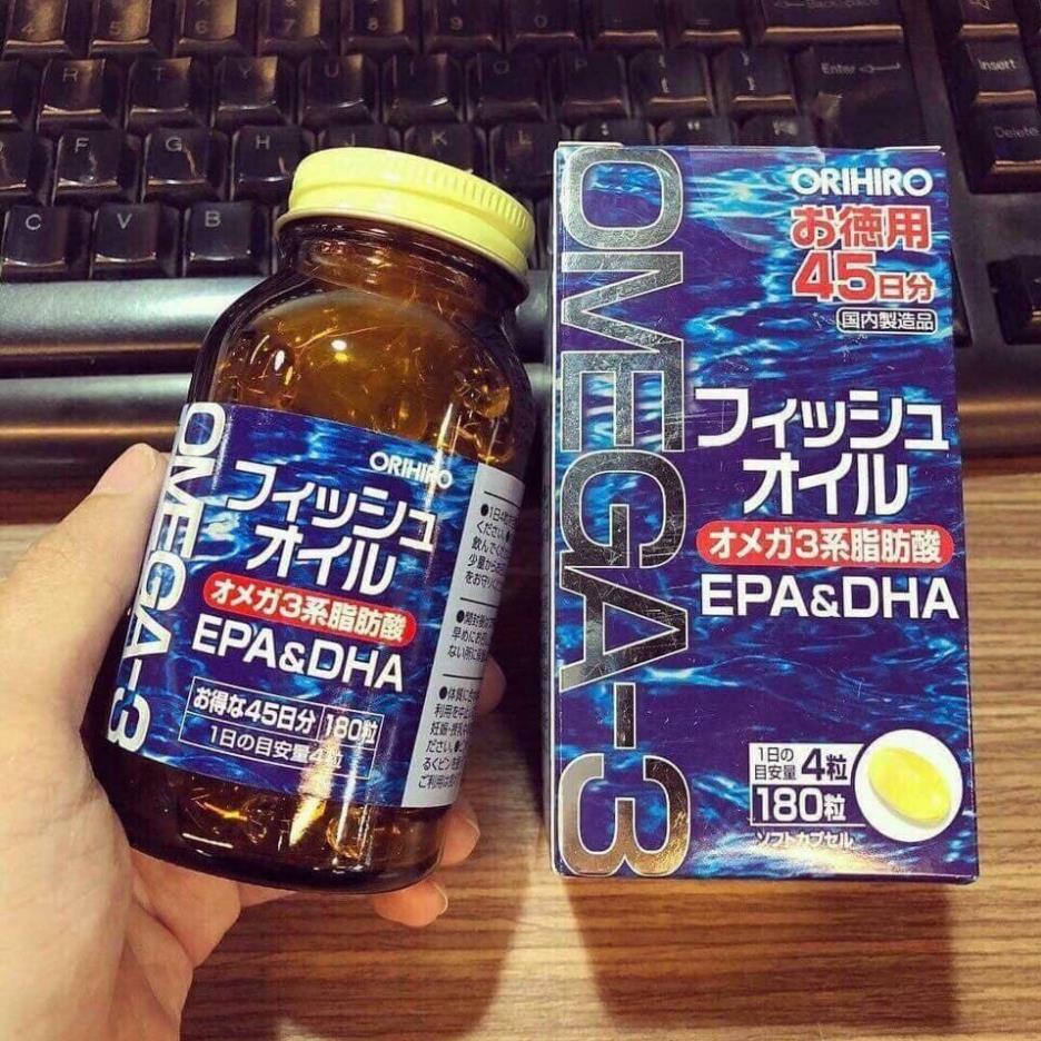 Dầu cá Omega 3 EPA &amp; DHA Orihiro Nhật Bản hộp 180 viên