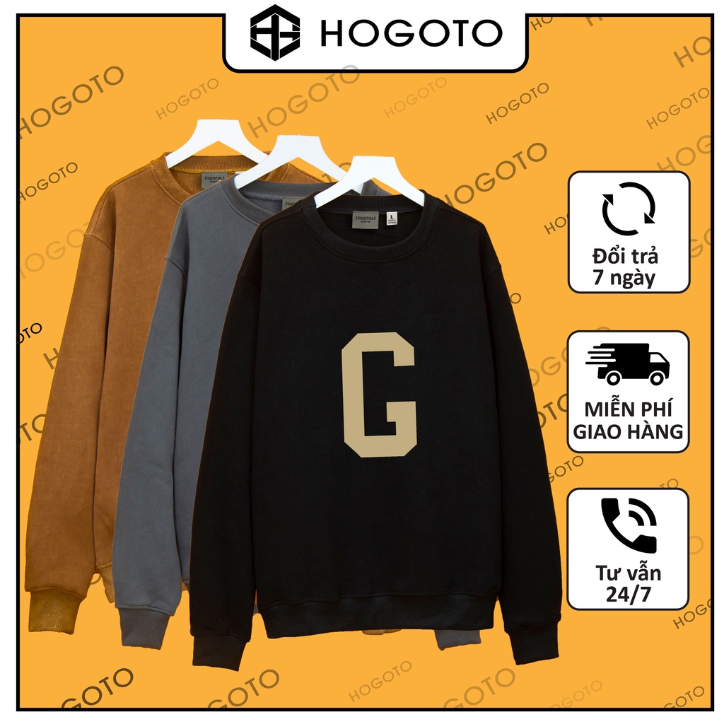 Áo nỉ SWEATER CHỮ G PRINT Hogoto shop , Áo nỉ sweater unisex nam nữ form rộng oversize chất liệu Cotton