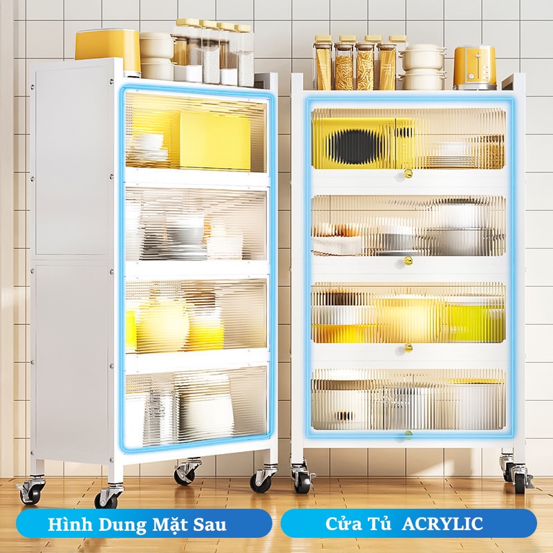 GSlife Kệ Để Đồ 60&70cm- Kệ Nhà Bếp Đa Năng Kệ Để Nôi Thép Carbon Màu Trắng,có bánh xe, Chống Bụi