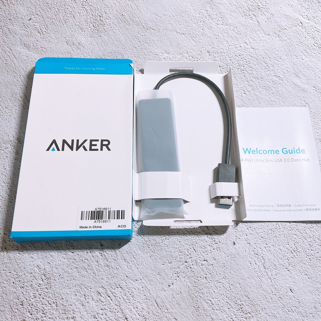 Bộ chia cổng Hub ANKER USB 3.0 Ultra Slim 4 Cổng - A7516 cho Máy Tính Laptop Macbook Tốc độ cao Siêu Mỏng Nhẹ