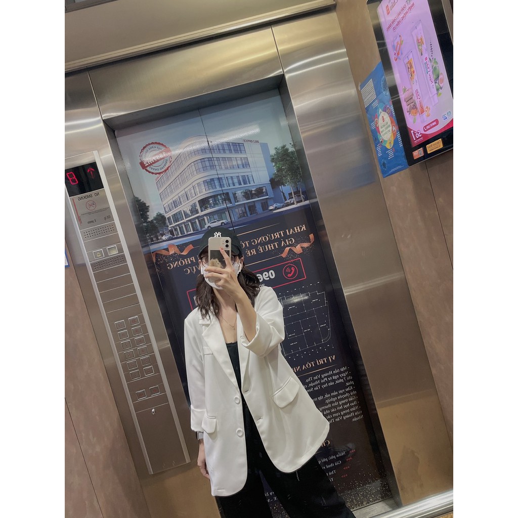 Áo Blazer Túi Nắp Basic 1 Lớp - Áo Vest Nữ Phong Cách Hàn Quốc - khoác chất dày dặn, mầu đen, trắng, nâu tây