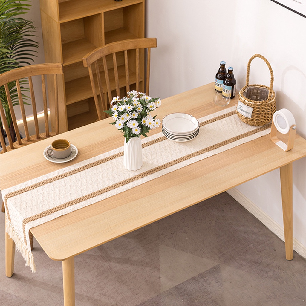 Khăn trải bàn ăn vải lanh cotton dệt tay trang trí nhà cửa tiện dụng