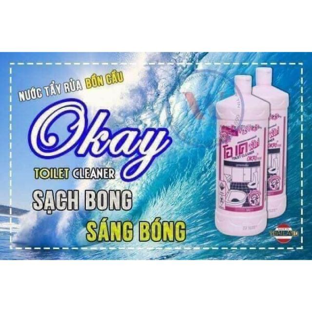 Nước tẩy rửa bồn cầu Okay màu hồng chai 960ml Thái Lan chính hãng