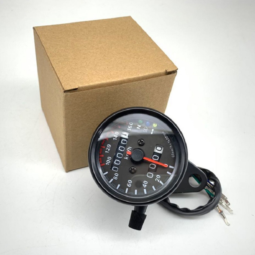 Đồng hồ xe máy độ classic ODOMETER có đèn báo 3 chức năng cơ bản chuyên độ xe classic phù hợp độ Cafe Racer Tracker Win