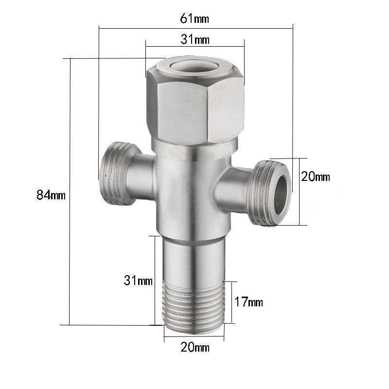 {LOẠI CAO CẤP CÓ KHÓA} Van Chia Nước cho vòi xịt vệ sinh và bồn cầu inox 304, van giảm áp, T CẦU BA NGÃ CÓ KHÓA