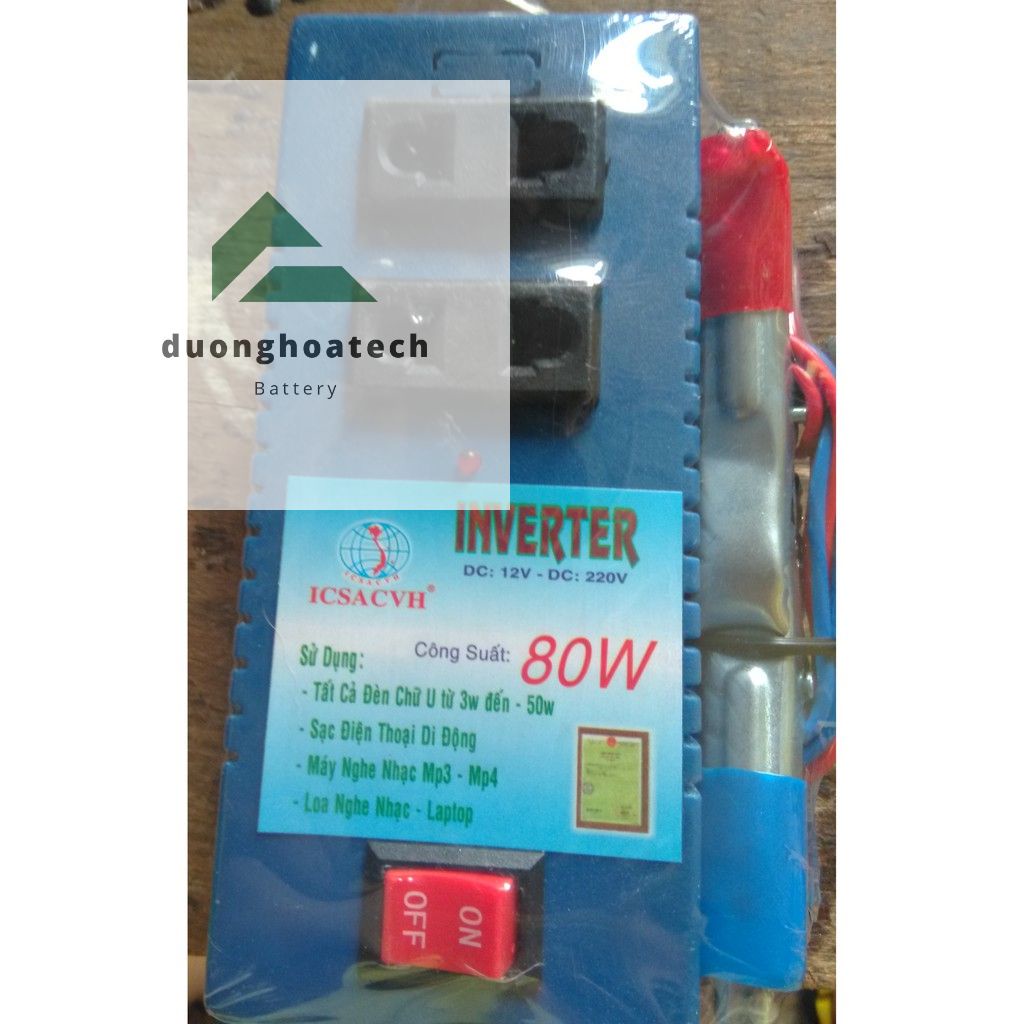 Bộ Đổi Điện Áp INVERTER 12V Lên 220V 80W Có Sẵn Ổ Cắm