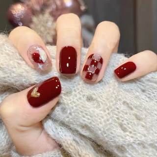 Miếng dán trang trí móng tay họa tiết ca rô màu trắng dễ tháo rời tiện dụng