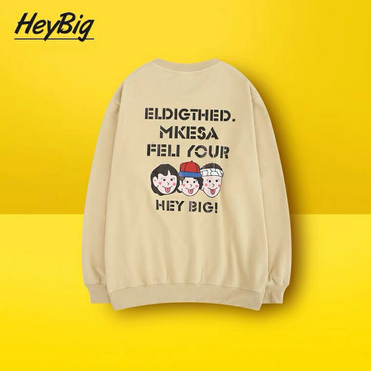Áo sweater nam nữ HeyBig Áo nỉ lót lông dài tay form rộng unisex in hình HeyBig FELI YOUR