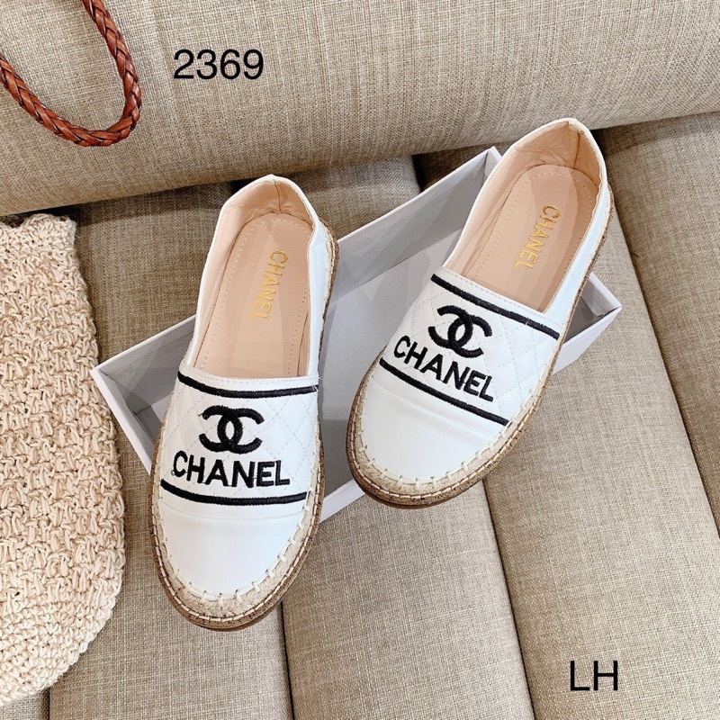 Giày slipon cn trần chỉ chữ thêu viền cói mã 2369
