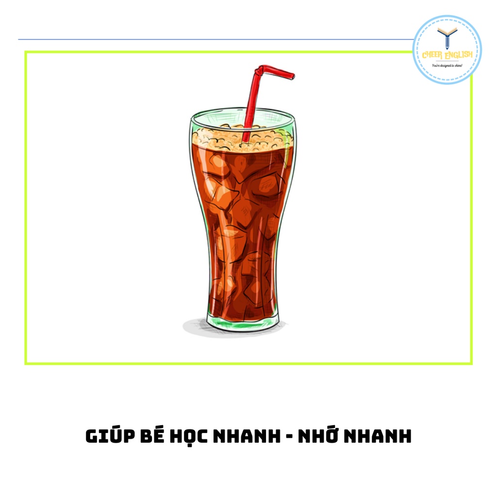 Flashcard chủ đề đồ uống thẻ học Tiếng Anh ép plastic