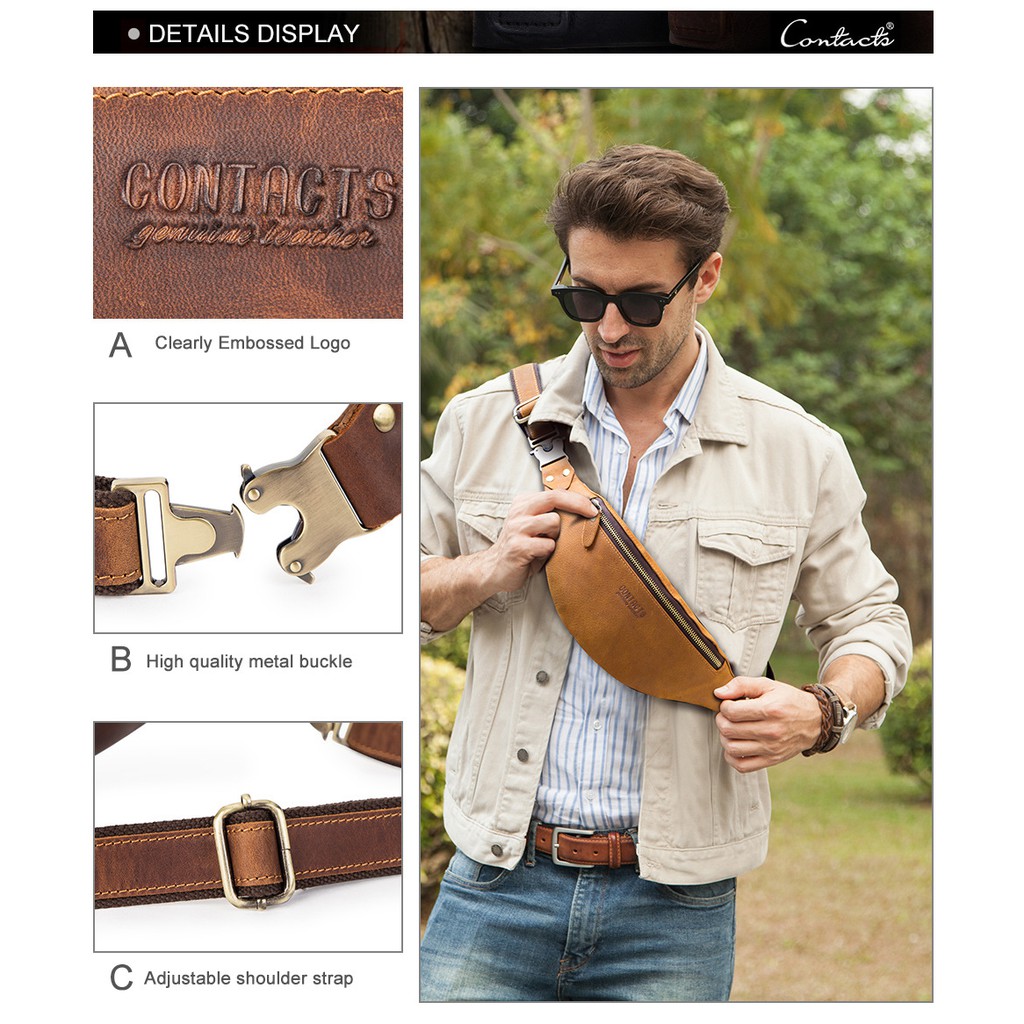 Túi Da Bò Đeo Hông Phong Cách retro Âu Mỹ Thời Trang Cho Nam