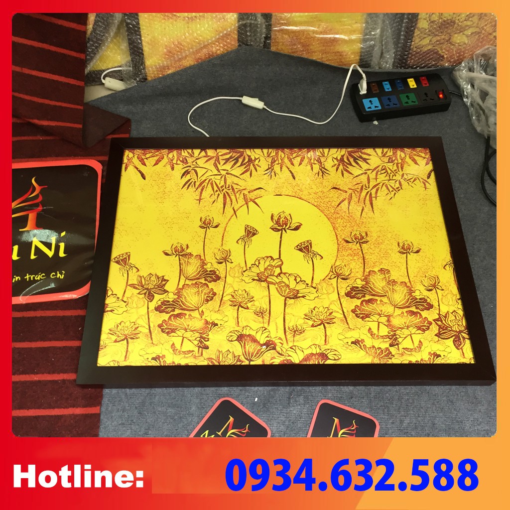TRANH TRÚC CHỈ in MÂU NI 198, kt 61x81cm, Sen đài ngang