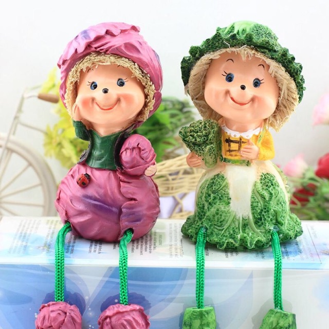bộ 2 búp bê hoa quả trang trí