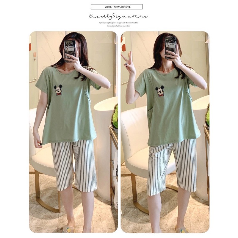 Đồ bộ bầu mặc lửng mặc nhà thoải mái hàng quảng châu