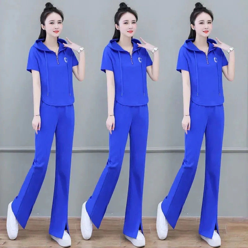 Set Đồ Thể Thao Có Áo Hoodie Tay Ngắn Thời Trang Mùa Hè Cho Nữ