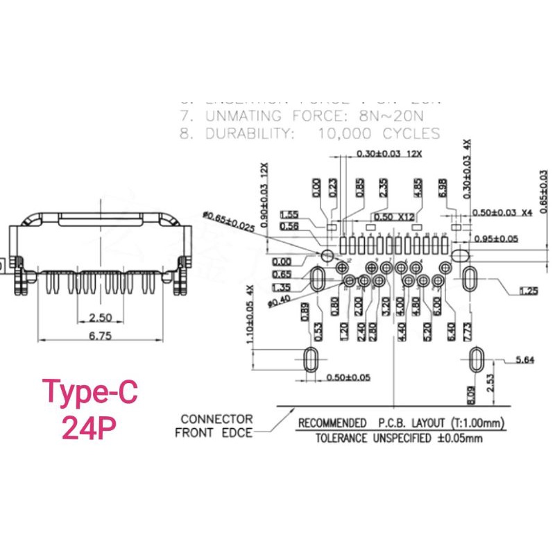 Cổng USB TYPE-C 6P 16P 24P chân dán