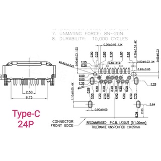 Cổng USB TYPE-C 6P 16P 24P chân dán