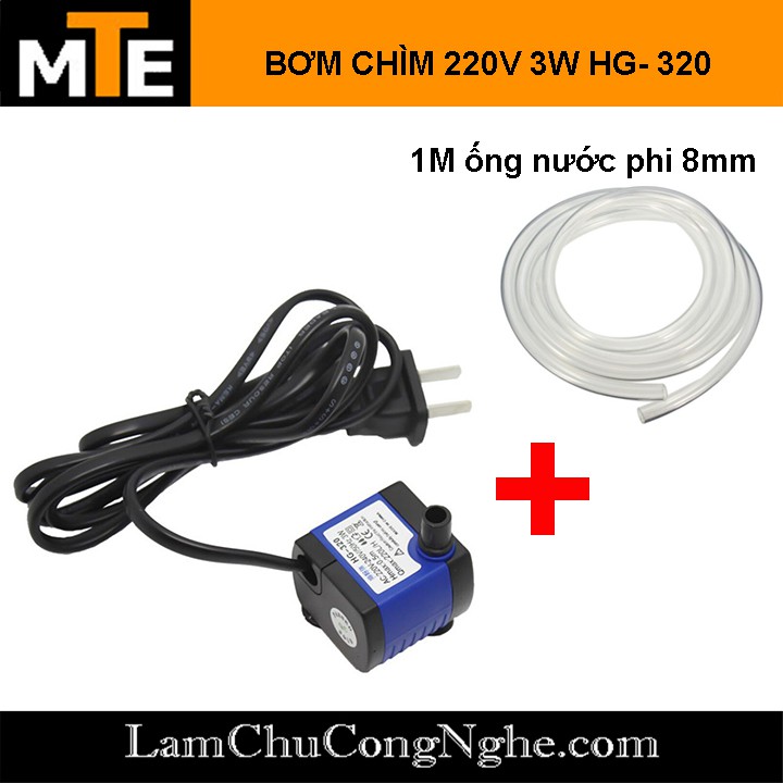 Bơm chìm mini HG-320 220V 3W bơm tiểu cảnh, bể cá, điều hòa nước