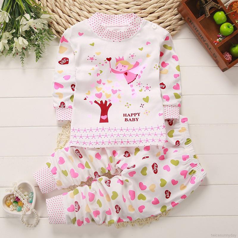 Bộ quần áo ngủ tay dài phong cách hoạt hình dành cho bé