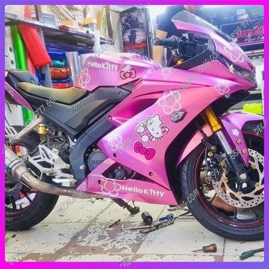 Tem Xe Máy - Decal Dán Trùm  R15 V3 Hello Kitty Hồng Xinh Cá Tính