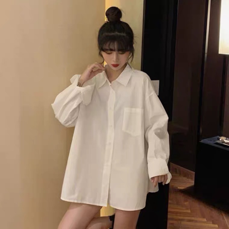 Áo sơ mi trắng tay bồng oversize jem closet / áo sơ mi trắng học sinh form rộng