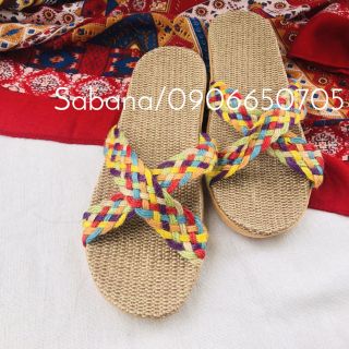 Dép cói nữ quai màu xinh-Size S,M,L-Vintage(đi biển, dạo phố, giã ngoại, indoor,)-(BAQC03)