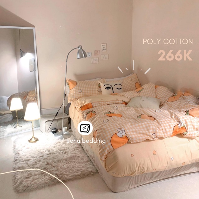Bộ chăn ga gối poly cotton: peach cam hồng | BigBuy360 - bigbuy360.vn