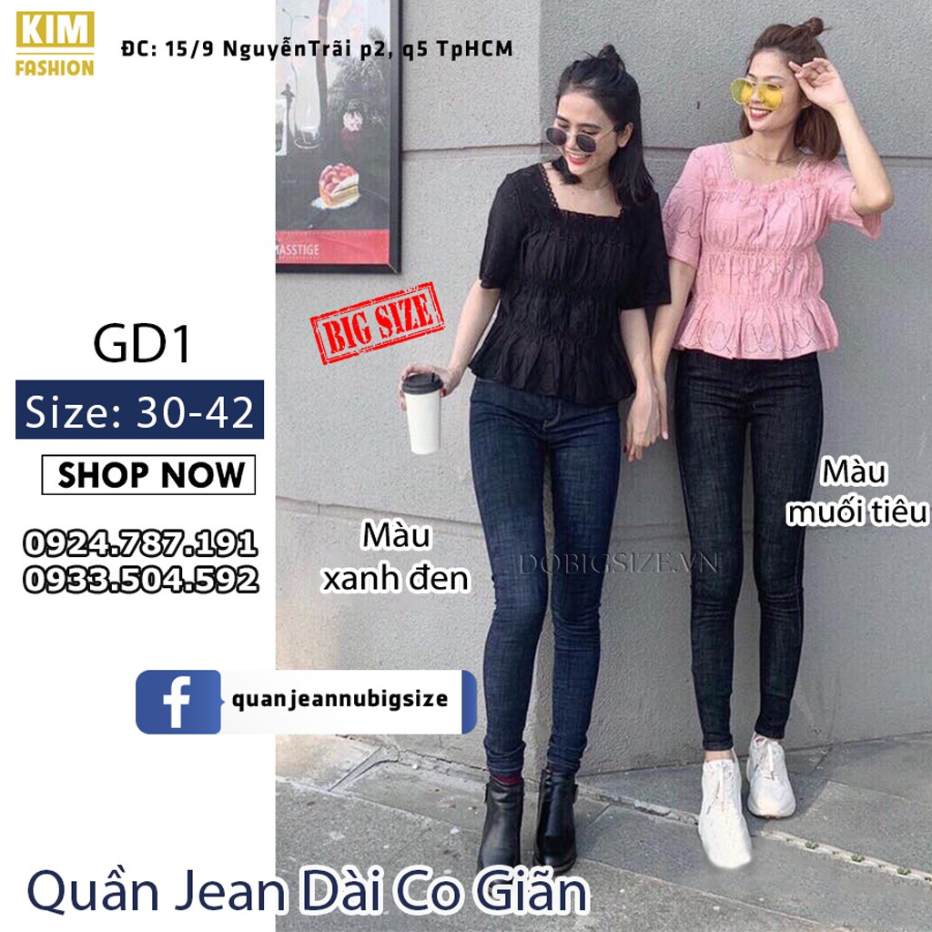 Quần Jean Xít Giặt Big size Co Giãn Size 30-34