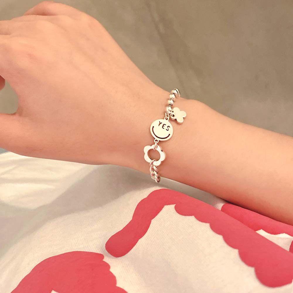 Vòng Tay Dây Xích Mặt Cười Hình Học Rỗng Tối Giản Thời Trang Hàn Quốc Cho Nữ