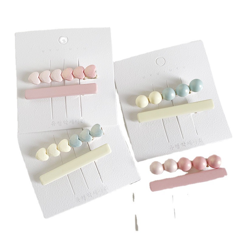 Kẹp Tóc Mái Ngang Một Bên Dạng Hạt Đậu Kem Tình Yêu Nổi Tiếng Netflix Thời Trang Cho Nữ