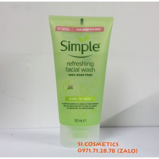 [MẪU MỚI] Sữa Rửa Mặt Simple Gel Kind To Skin Refreshing Facial Wash Gel 150ml